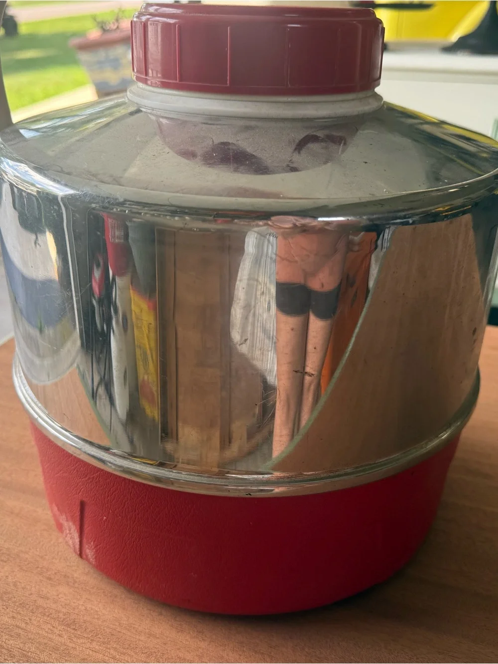 Thermos Red and Silver Insulated Picnic Jug with Handle